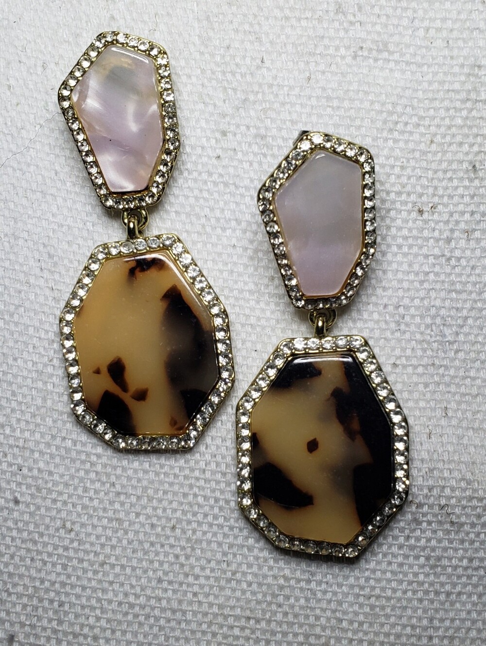 Persimmon Dangling Tortoise & Crystal Earrings